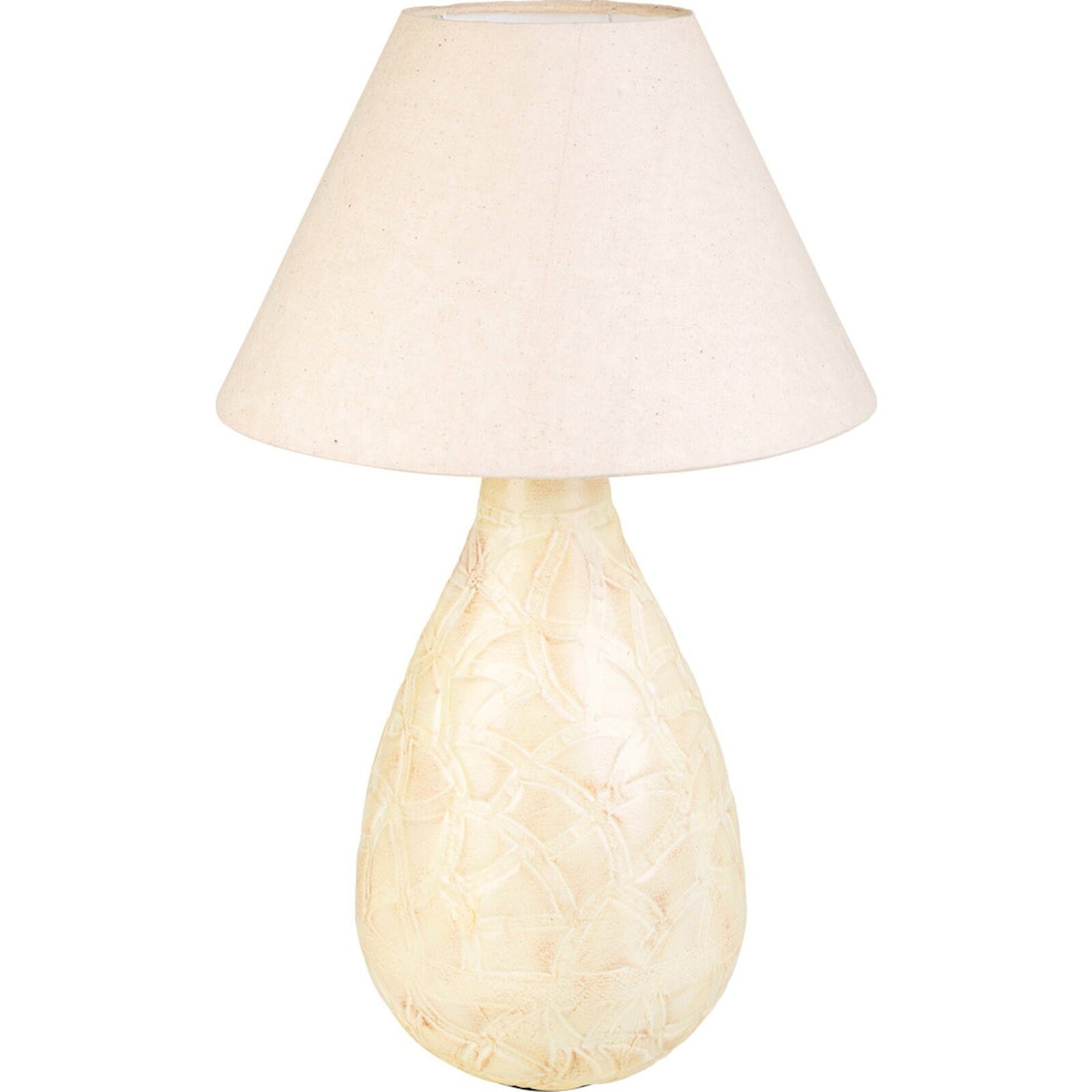Lampe De Table Crème Design En Fer Et Abat Jour Élégant - Crème Clair Texturé