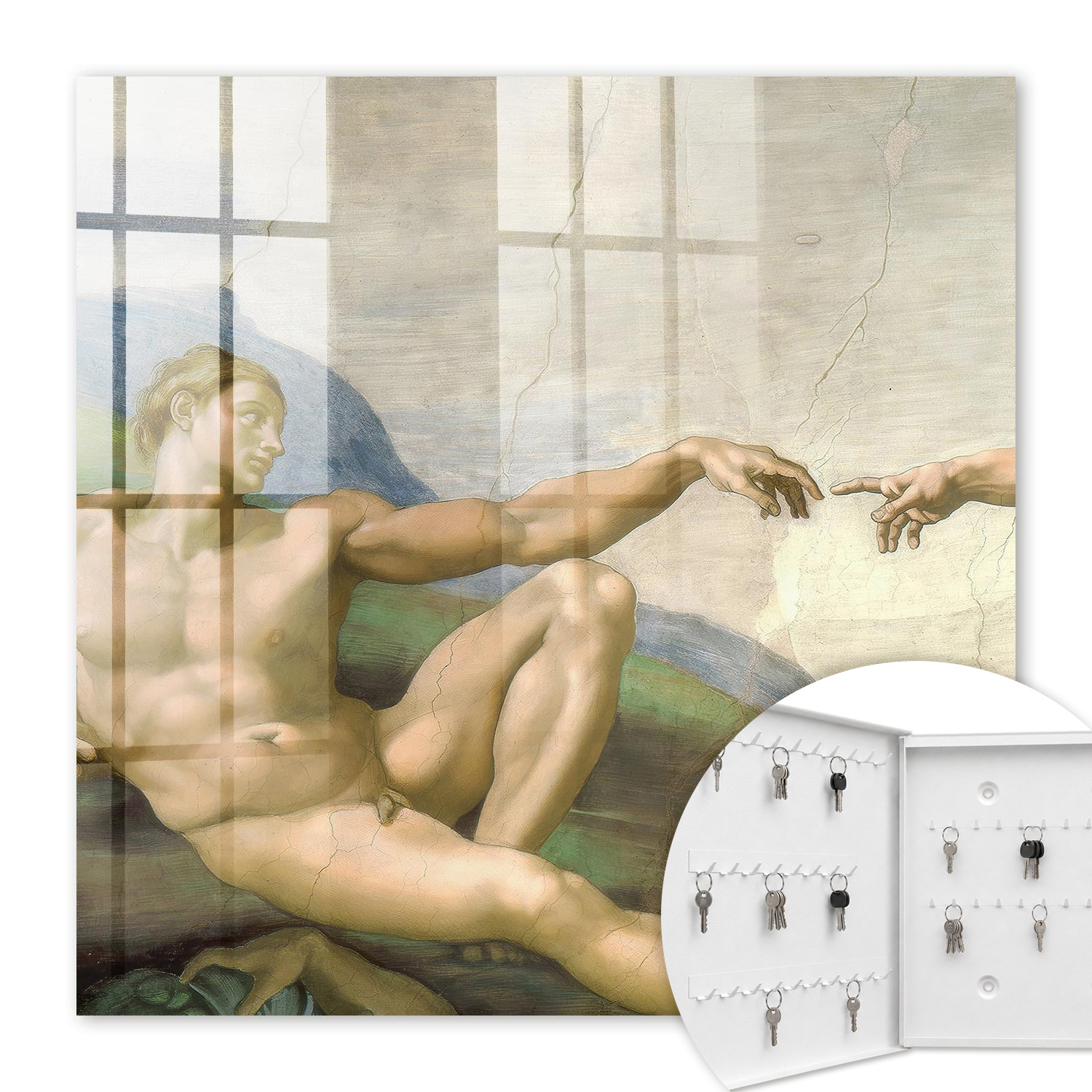 Armoire À Clés - (30 Cm X 30 Cm) - Boîte À Clés Murale - Coffret De Rangement Pour Clés - Couleur Blanche - Ouverture Vers La Gauche - Pour Maison Et Bureau - Art Classique