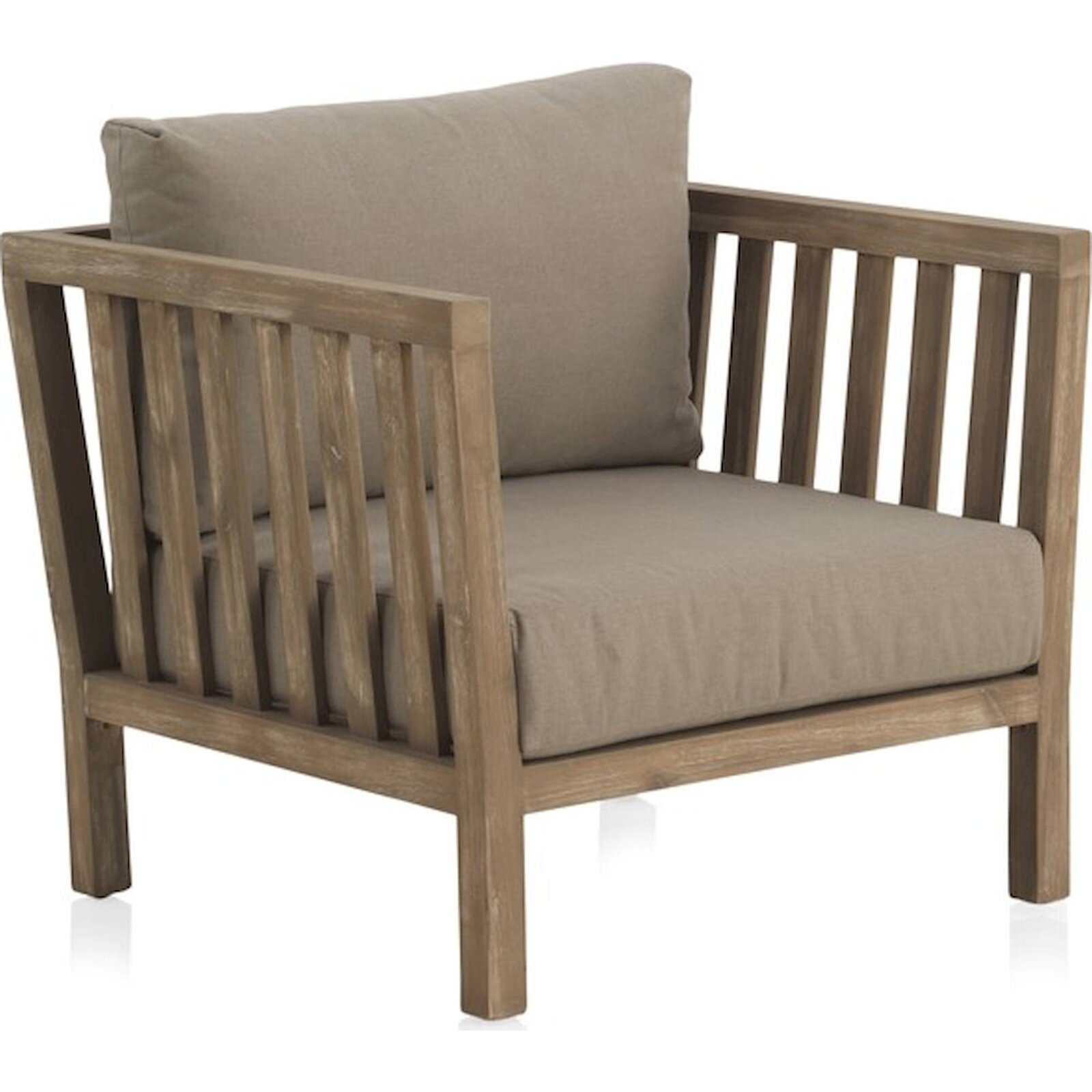 Fauteuil Bois D'Acacia Naturel Et Coussins Déhoussables Taupe - Bois Naturel Et Taupe