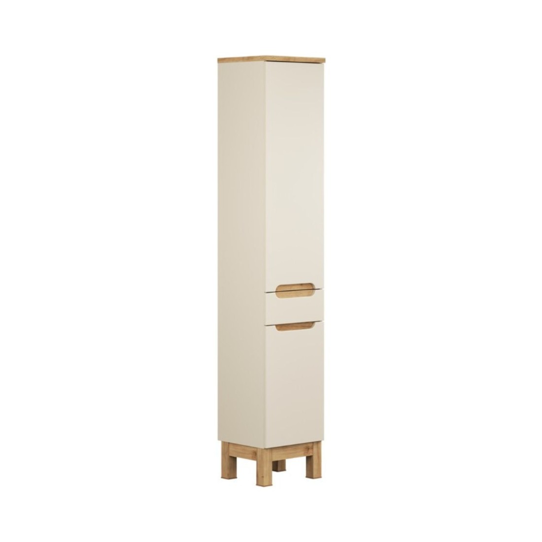 Colonne De Salle De Bain Ermano - 2 Portes Et 1 Tiroirs - Coloris Cachemire Et Chênne