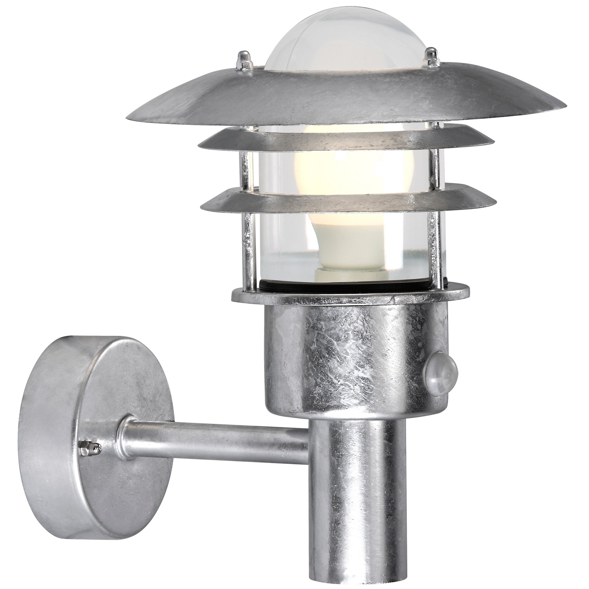 Applique Murale Lønstrup 22 Sensor Acier Galvanisé Acier Galvanisé, H.26.5 - Ip44 - E27 / Nordlux Extérieur