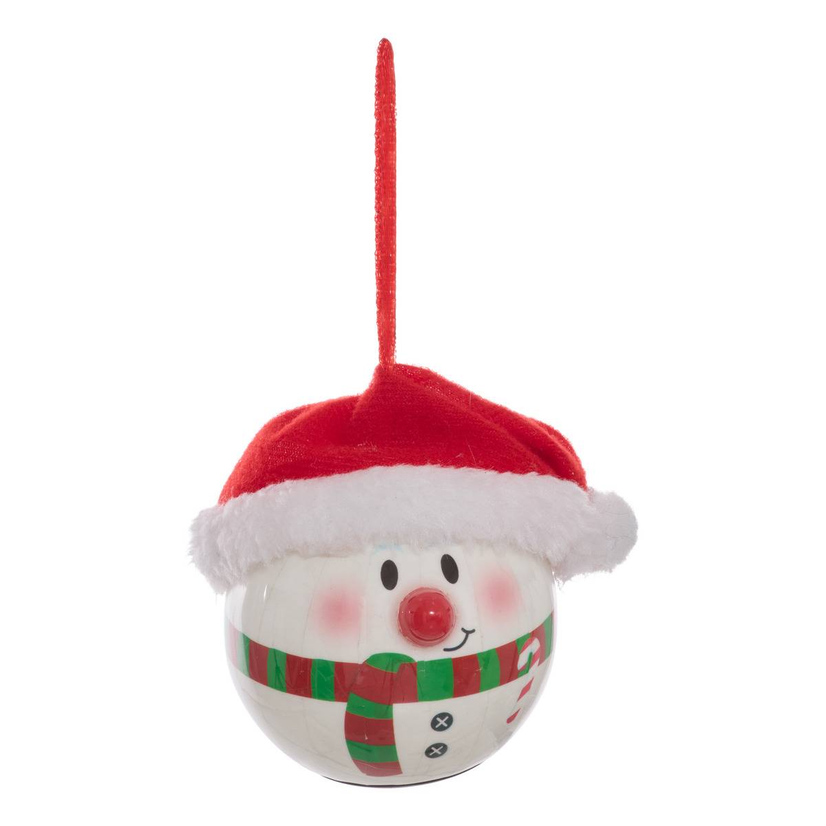 Boule De Noël Lumineuse En Papier Bonhomme De Neige Nez Led D. 65 Mm - Feeric Lights & Christmas