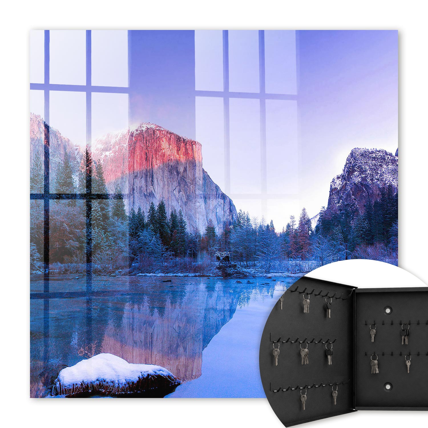 Armoire À Clés - (30 Cm X 30 Cm) - Boîte À Clés Murale - Coffret De Rangement Pour Clés - Couleur Noire - Ouverture Vers La Gauche - Pour Maison Et Bureau - La Magie Du Paysage