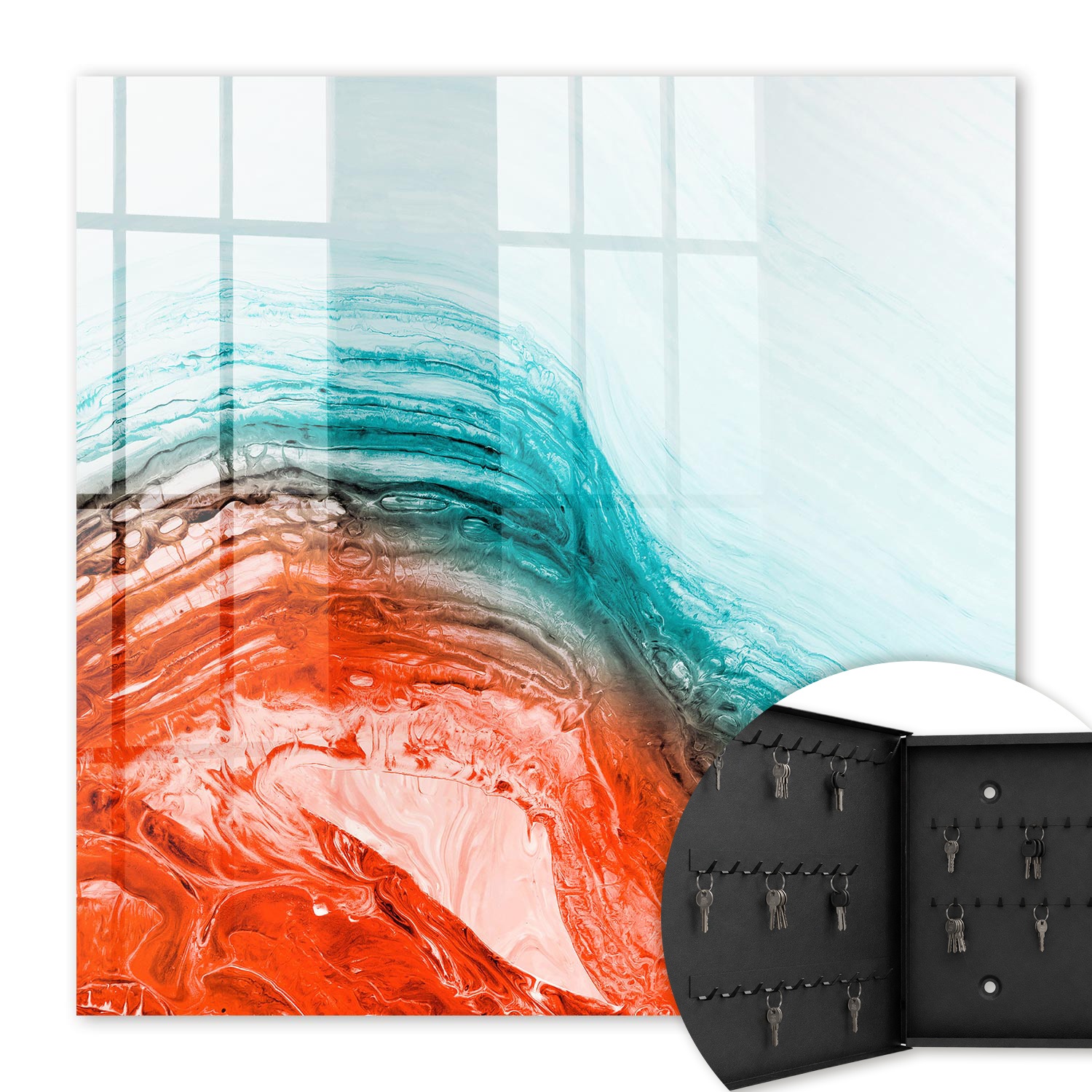 Armoire À Clés - (30 Cm X 30 Cm) - Boîte À Clés Murale - Coffret De Rangement Pour Clés - Couleur Noire - Ouverture Vers La Gauche - Pour Maison Et Bureau - Émotions Colorées