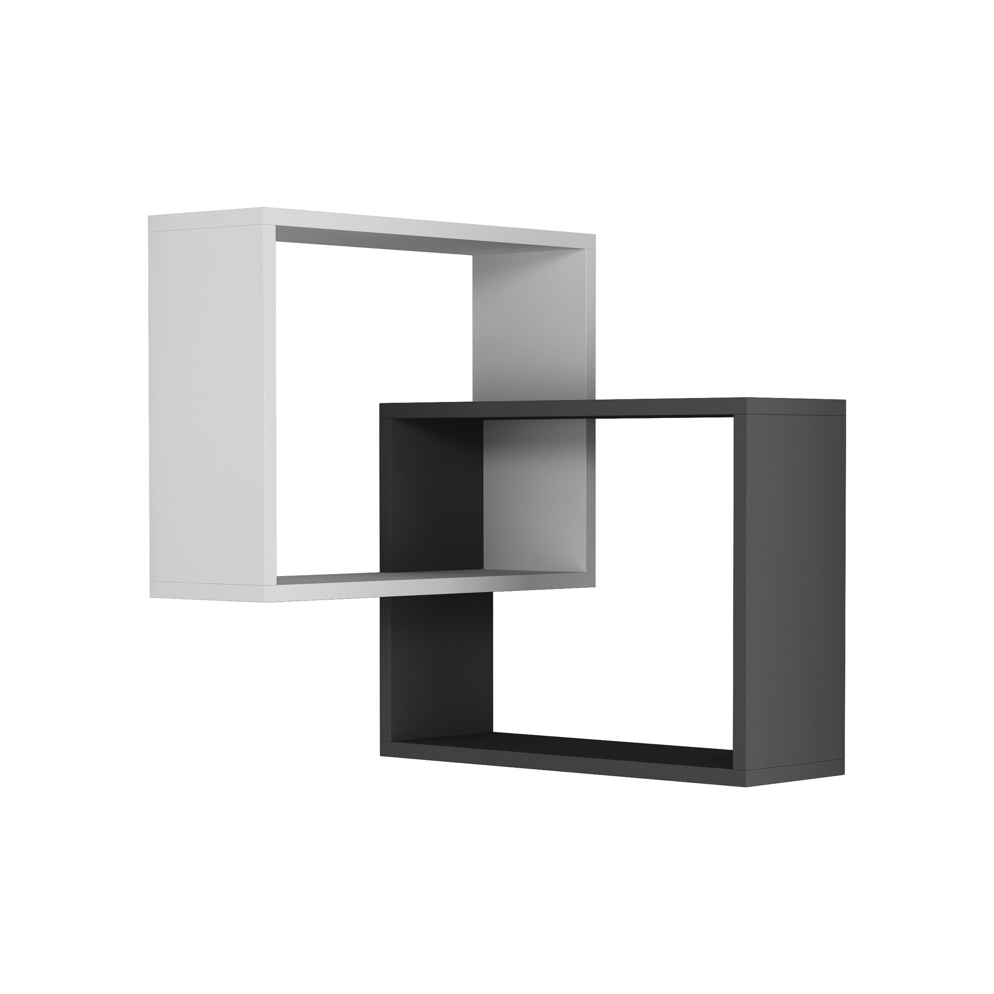 Lot De 2 Étagères Murales D'Angle En Bois "ring" - 68 X 60 X 68 Cm - Gris Anthracite