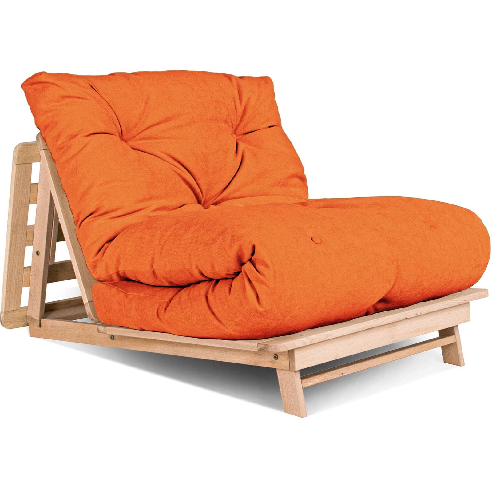 Canapé Lit Convertible En Bois Avec Matelas Beige Confort - 90 X 200 Cm - Bois Clair Et Beige