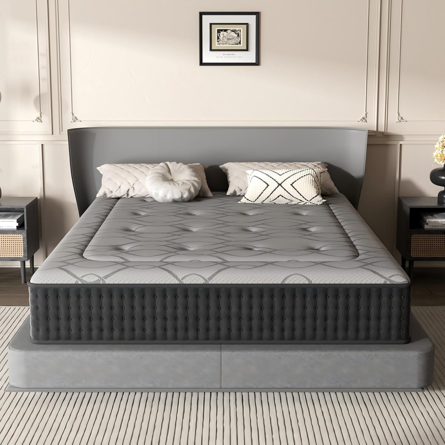 Dewinner - Matelas Hybride 90 X 200 Cm - Mousse À Mémoire De Forme 25 Cm - 7 Zones De Soutien Ergonomiques - Ultra-silencieux Et Respirant