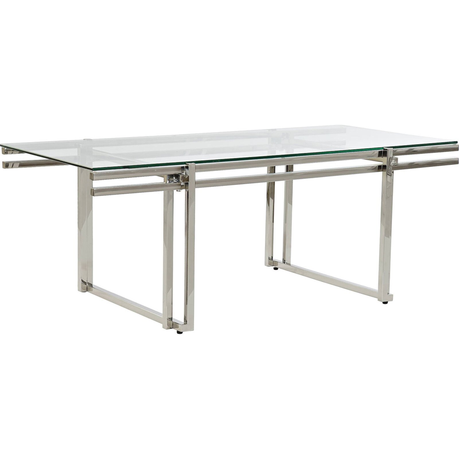 Table Basse Éclat Verre Et Élégance Inox Argenté - Silver Inoxydable Et Verre Transparent
