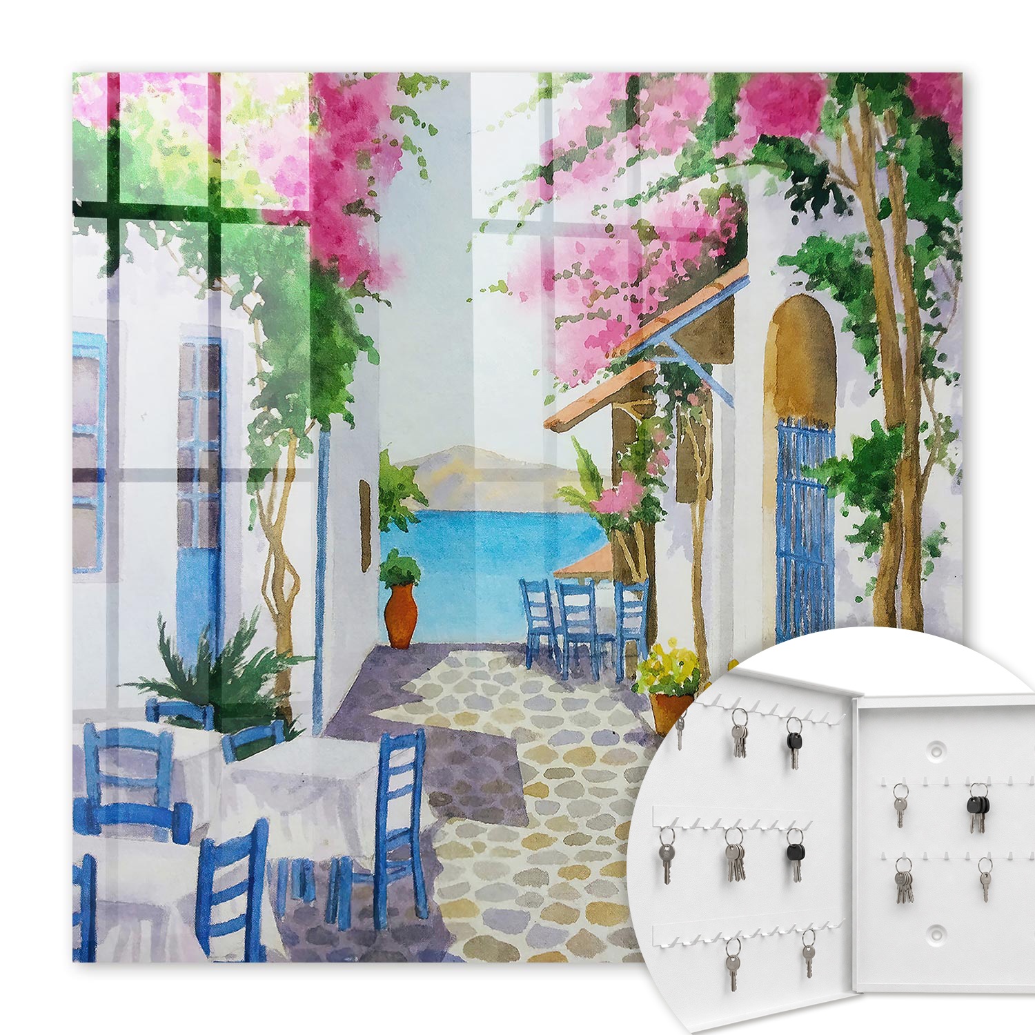 Armoire À Clés - (30 Cm X 30 Cm) - Boîte À Clés Murale - Coffret De Rangement Pour Clés - Couleur Blanche - Ouverture Vers La Gauche - Pour Maison Et Bureau - Beauté Méditerranéenne
