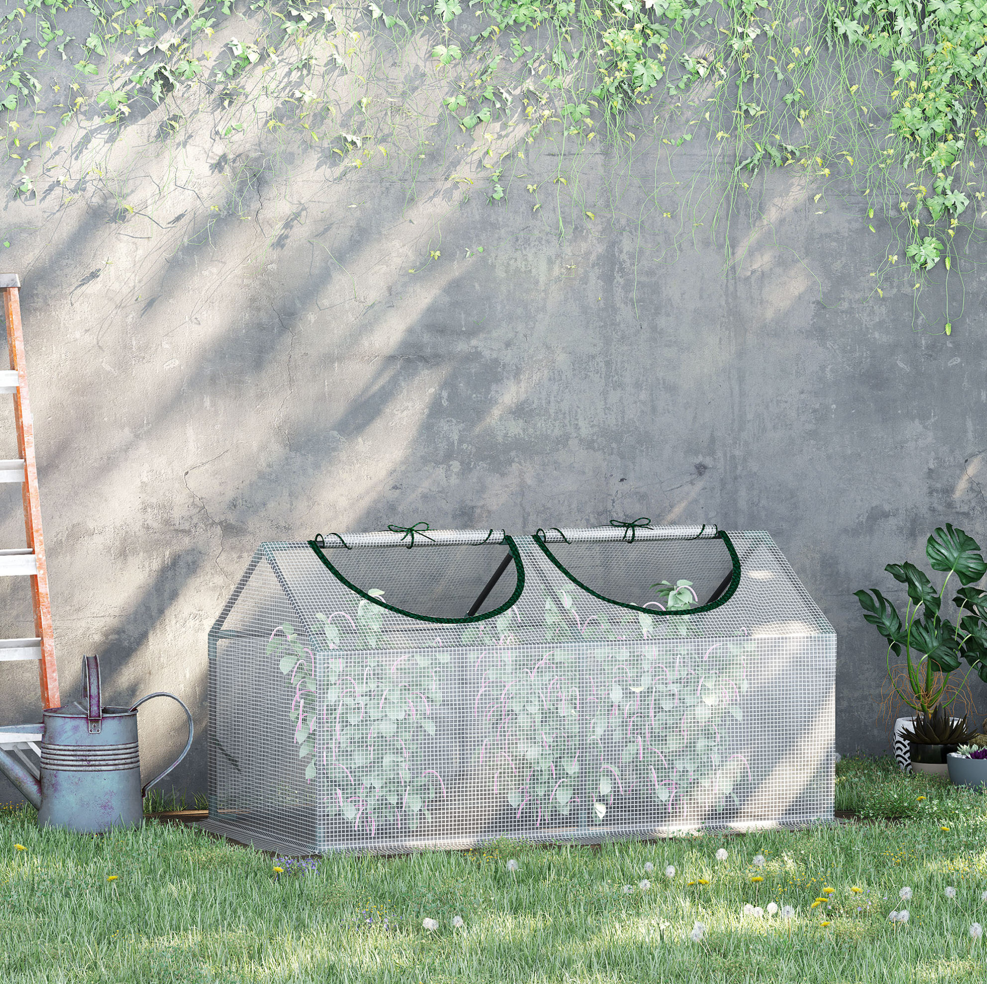 Mini Serre Tunnel Avec Fenêtre, Structure Acier, 120 X 60 X 60 Cm, Blanche, Redom