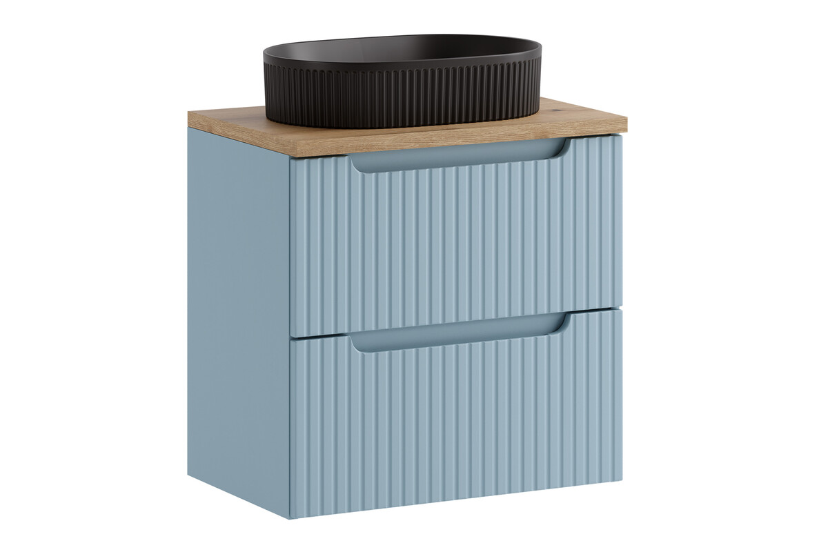 Ensemble Meuble Sous Vasque Avec Plan Chêne Et Vasque Beyond Noir 60 Cm Nova Denim Bleu