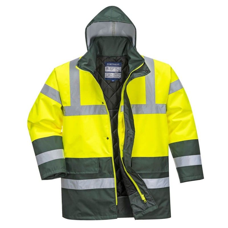 Parka Haute Visibilité Portwest Bicolore Traffic Jaune / Vert L