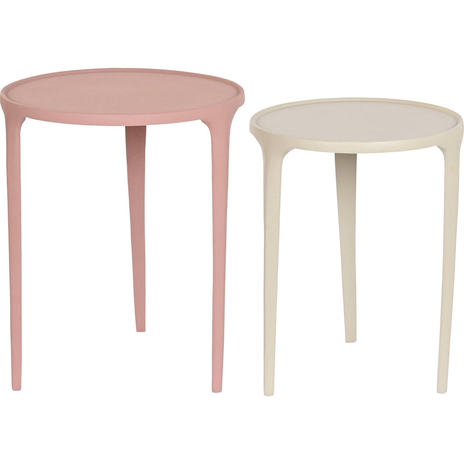 Table D'Appoint Design En Aluminium Rose Et Beige - Rose Poudré Et Beige Élégant