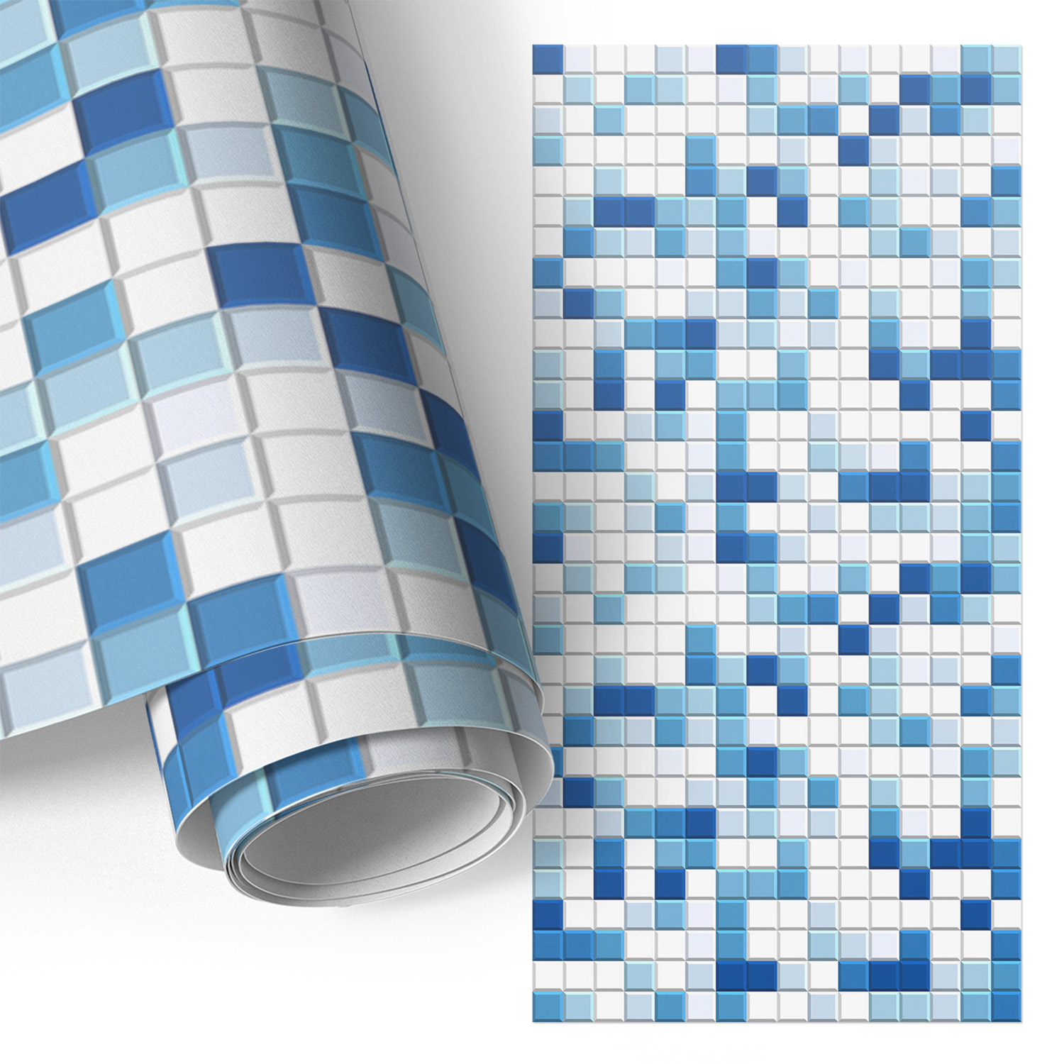 Revêtement Adhésif - Films Autoadhésifs - Application Facile - Pour Tiroirs - Pour Plans De Travail Mosaïque Bleue 50x100 Cm