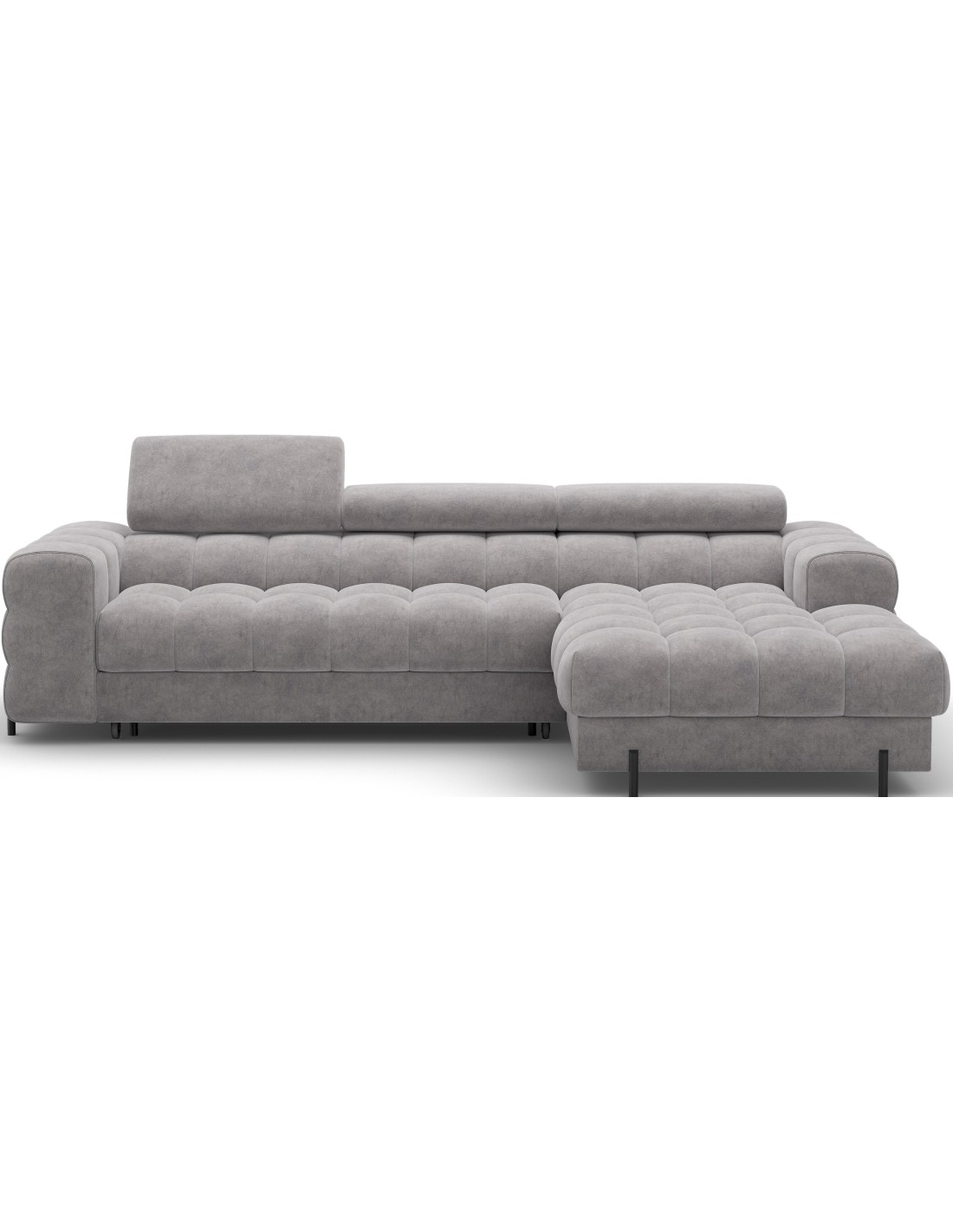 Canapé D'Angle Droit Convertible Gris Foncé Chiné Design Élégant 285x99x181cm Filtro