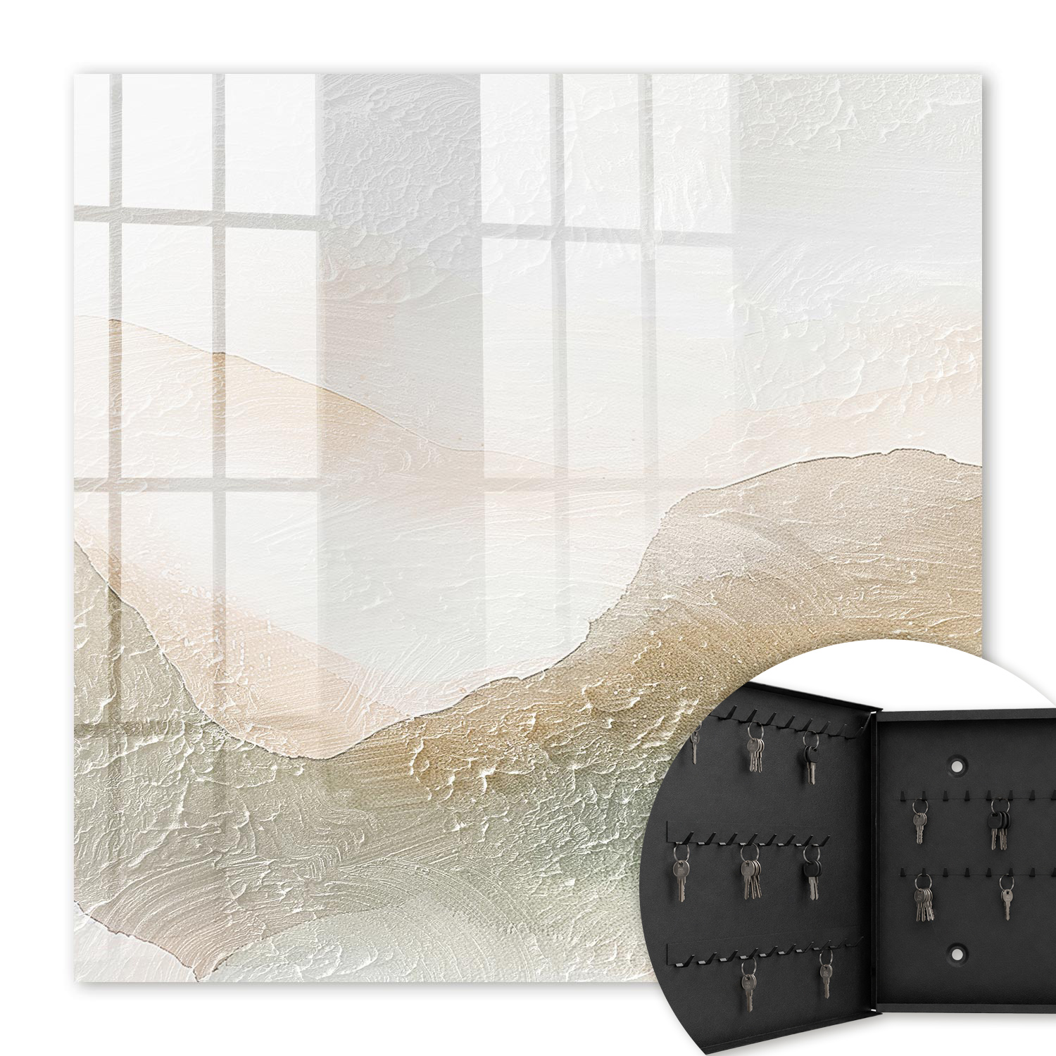 Armoire À Clés - (30 Cm X 30 Cm) - Boîte À Clés Murale - Coffret De Rangement Pour Clés - Couleur Noire - Ouverture Vers La Gauche - Pour Maison Et Bureau - Harmonie De La Nature