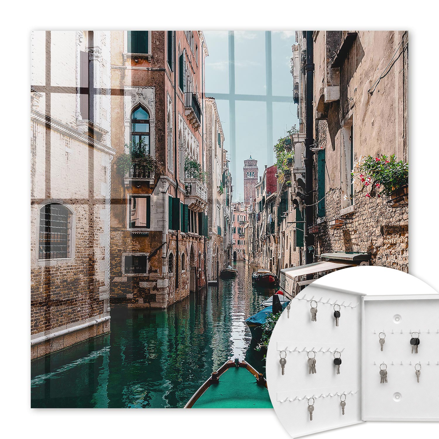 Armoire À Clés - (30 Cm X 30 Cm) - Boîte À Clés Murale - Coffret De Rangement Pour Clés - Couleur Blanche - Ouverture Vers La Gauche - Pour Maison Et Bureau - Canal Vénitien