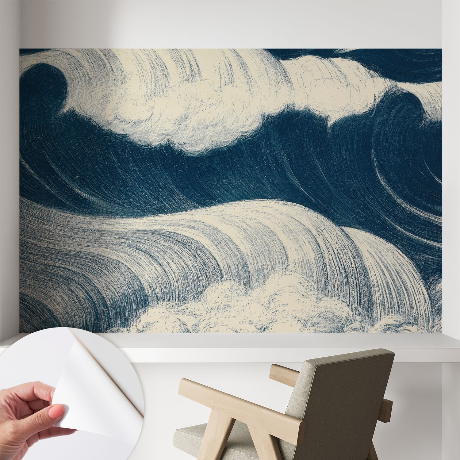 Papier Peint Adhésif Décoratif Avec Colle Pour Salon Chambre Et Bureau Installation Rapide Vagues De La Mer 104x70 Cm
