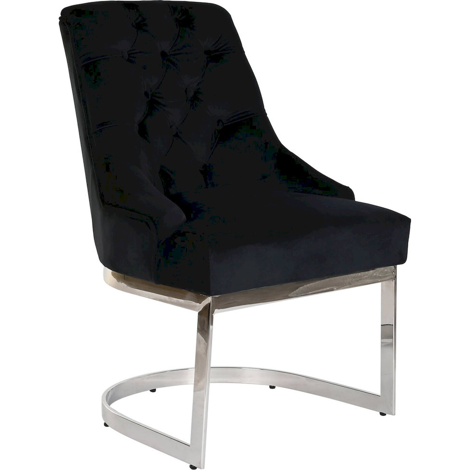 Chaise De Cuisine Élégance Velours Noir Et Pieds Argent - Noir Velouté Avec Pieds Métalliques