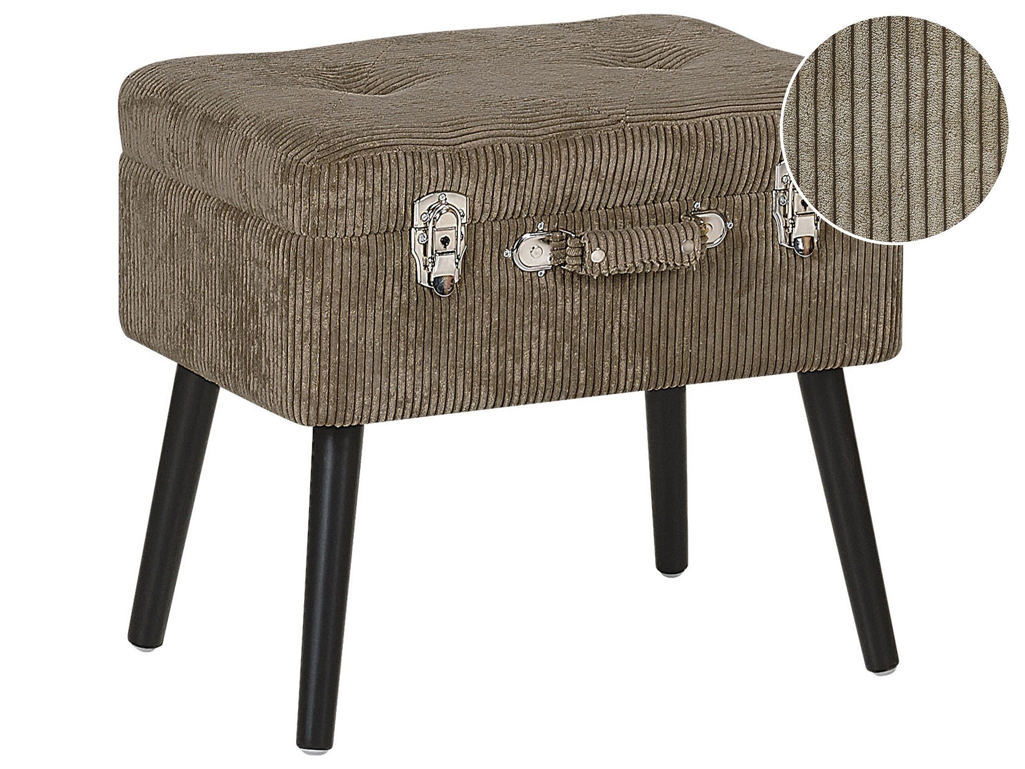 Beliani - Tabouret De Rangement Moderne Valise Coffre Boutonné En Velours Côtelé Marron Clair Mallard