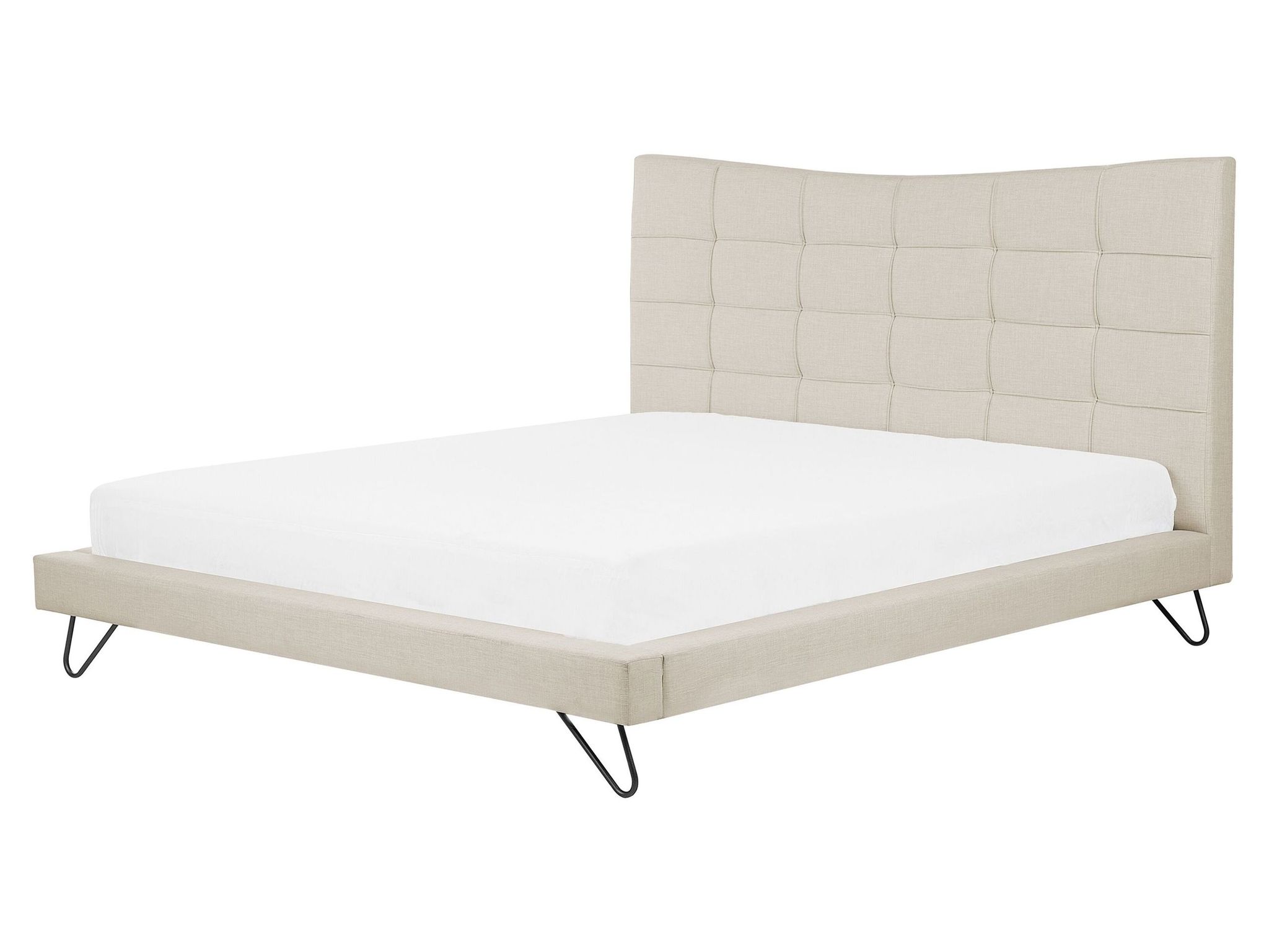 Beliani - Lit Double En Tissu Beige 160 X 200 Cm Avec Haute Tête De Lit Confortable Et Elégant Pour Chambre Moderne Et Scandinave