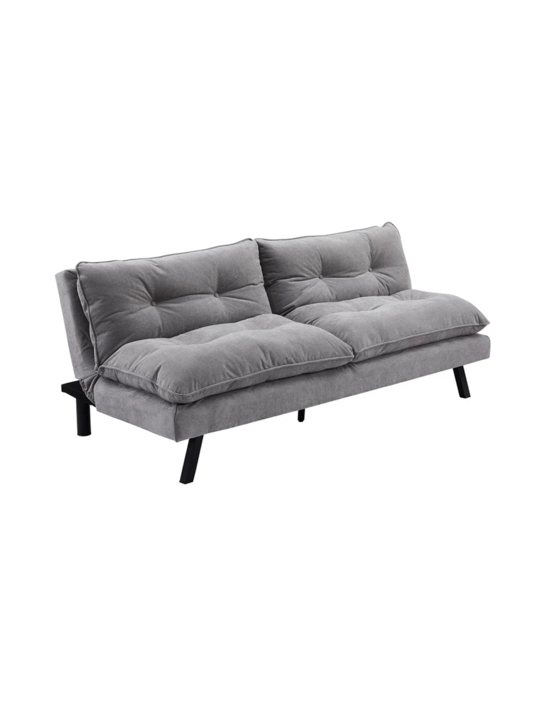 Canapé Convertible Azena 3 Places En Tissu Chenille - Gris Et Noir - 190 X 80 X 90 Cm