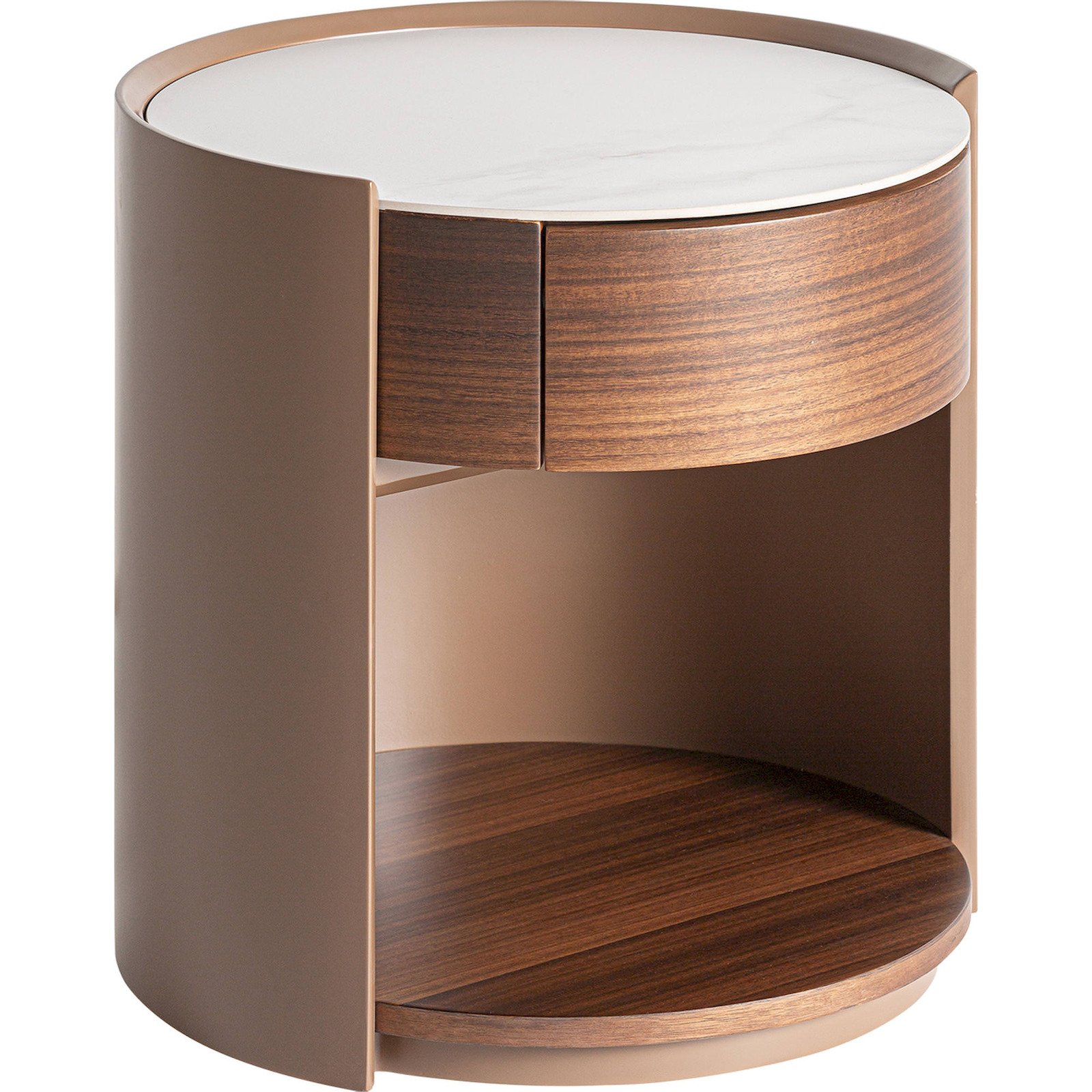 Table De Chevet Art Déco En Bois Marron Finition Teintée Élégante - Marron Chêne Finition Teintée Blanche