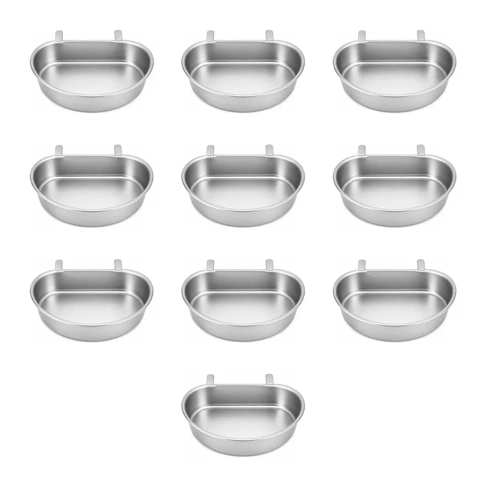 10 Mangeoires - Abreuvoirs Demi Lune Contenance 0,4l Métal