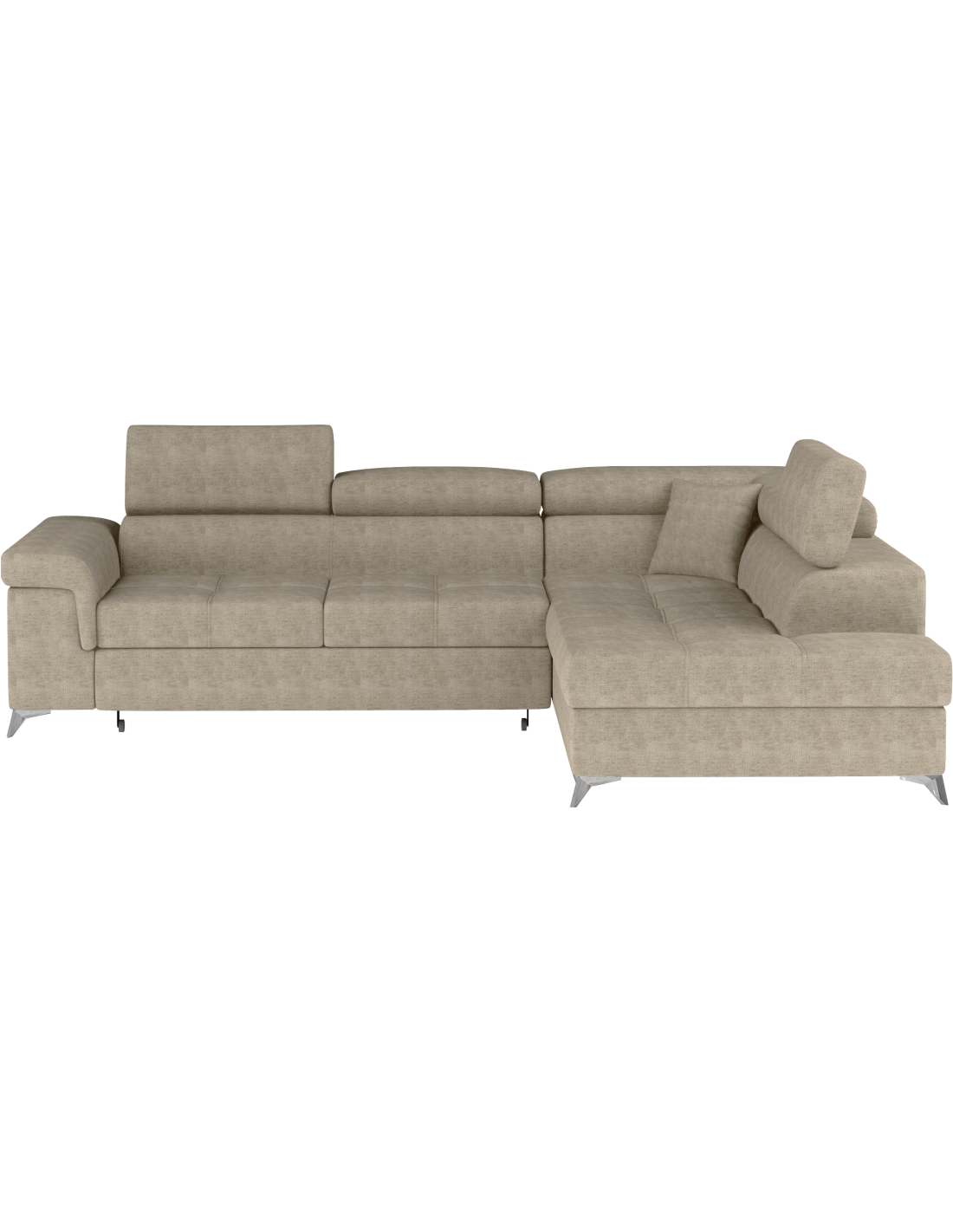 Canapé D'Angle Convertible Palazzo 4 Places Beige - Angle Droit Avec Coffre
