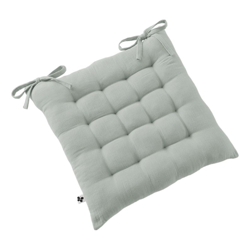 Assise Matelassée 16 Points "gaïa" 40 X 40 Cm "gaze De Coton" L'Effet Papillon - Gaia Eucalyptus -