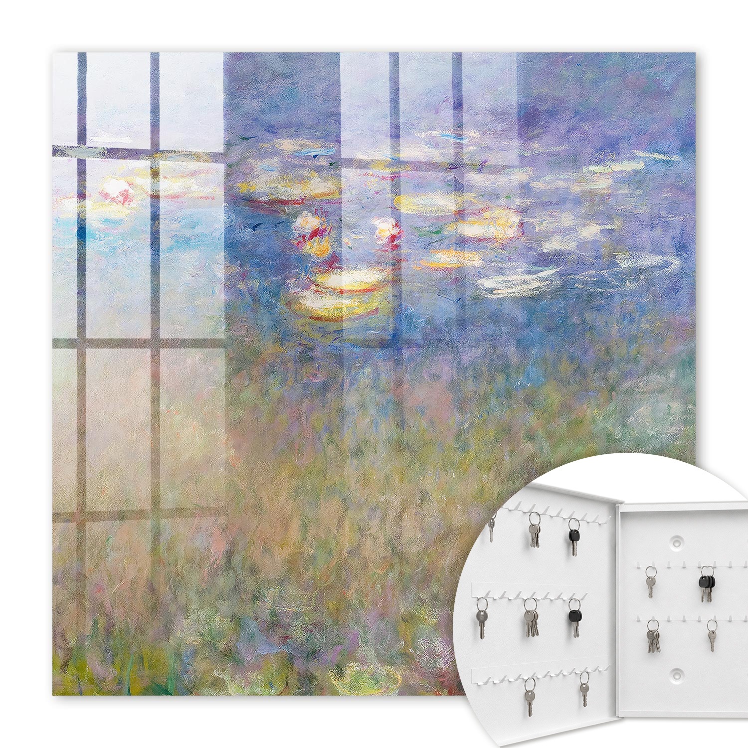 Armoire À Clés - (30 Cm X 30 Cm) - Boîte À Clés Murale - Coffret De Rangement Pour Clés - Couleur Blanche - Ouverture Vers La Gauche - Pour Maison Et Bureau - Lys Lys