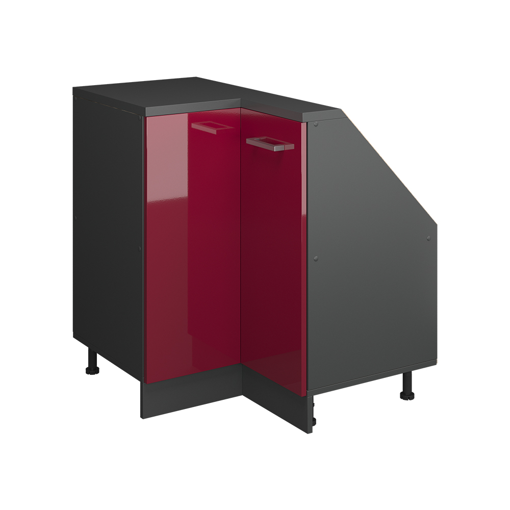 Meuble De Rangement Sous Pente Armoire D'Angle Rion, Rouge Brillant/anthracite, 75.6x81.6cm Avec 1 Porte, Vicco
