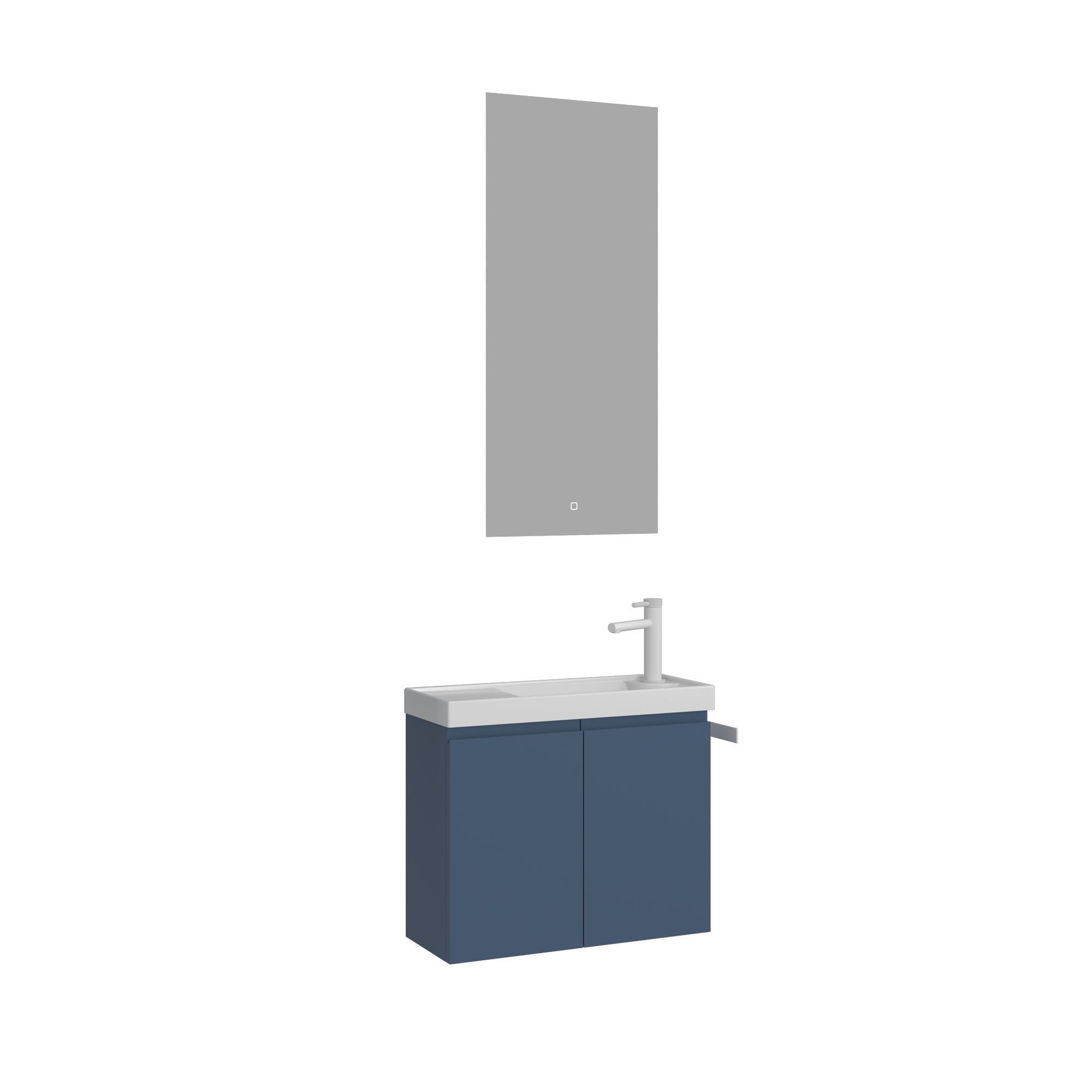 Meuble Avec Simple Vasque Et Miroir "ferla 60" - 60 X 22 X 50 Cm - Matte Blue