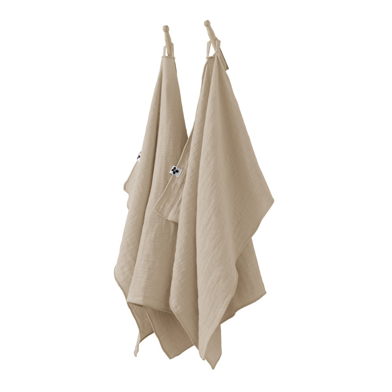 Lot De 2 Essuie-mains "gaïa" 50 X 70 Cm "gaze De Coton" L'Effet Papillon - Gaia Ficelle -