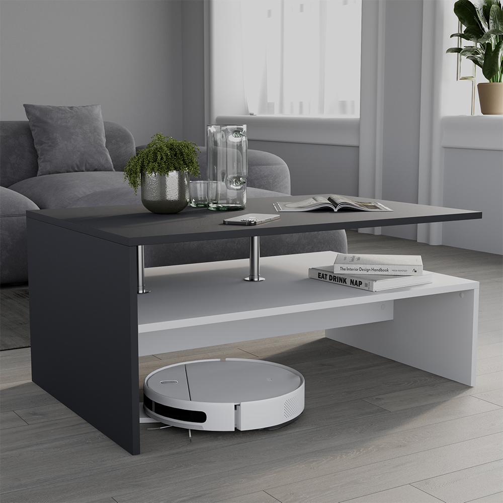 Table Basse Amato, Anthracite/blanc, 90x52.6cm, Vicco