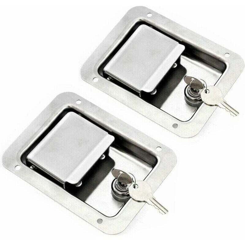 Pack De 2 Loquets À Ressort En Acier Inoxydable - Serrure Avec Clé - Poignée Unique Affleurante Pour Remorque Porte Rv