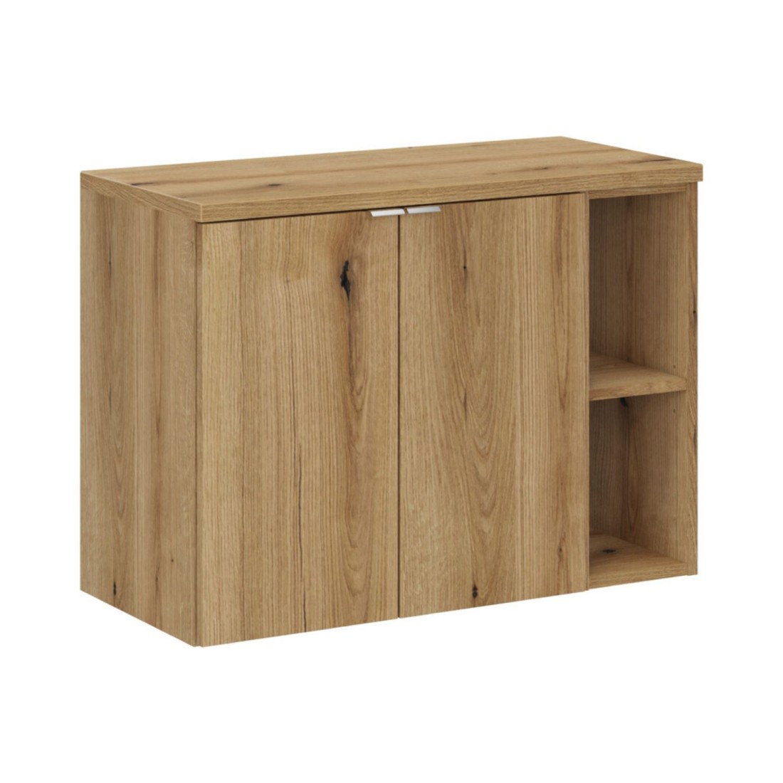 Ensemble De Salle De Bain Suspendu Vano Aspect Chêne 80cm: Meuble Sous Vasque À Placards + Niches Visibles + Plan Pour Vasque