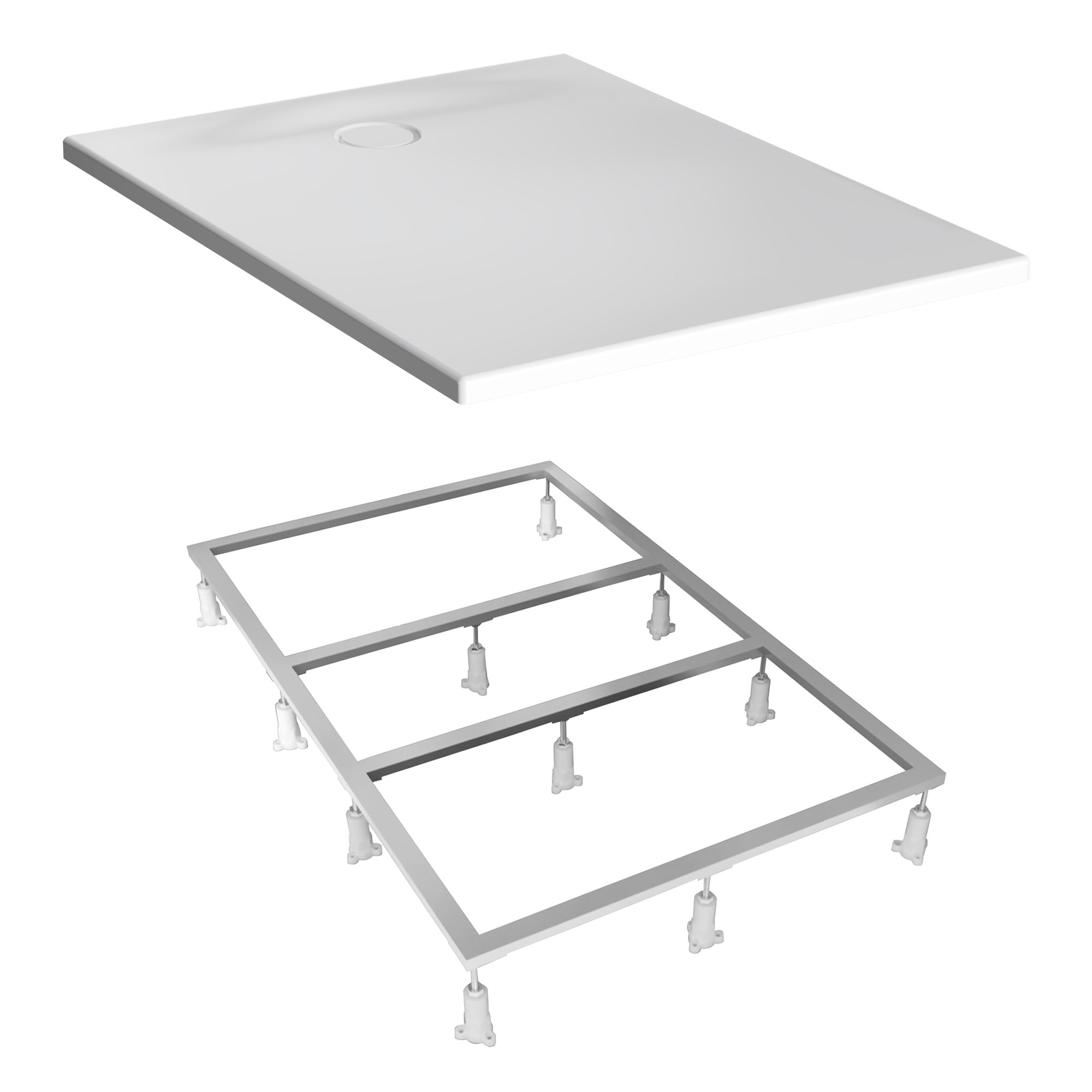 Vitra - Receveur De Douche Acrylique Ultra-plat 100x80cm - Blanc Texturé - Surface Antidérapante Pn24 - Set De Pieds Réglables