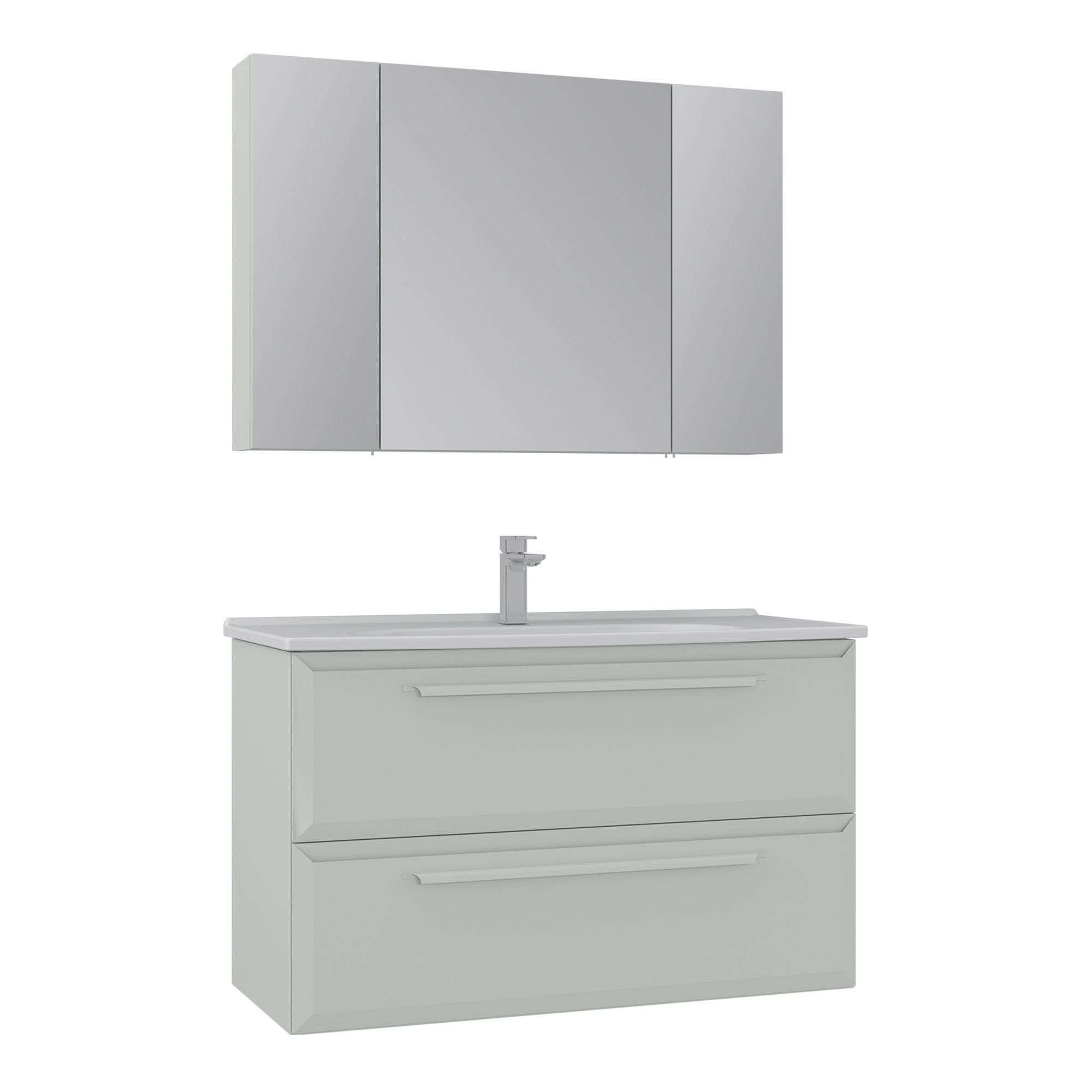 Meuble Avec Simple Vasque Et Miroir "nuvola 100 V2" - 100 X 50 X 62 Cm - Cashmere