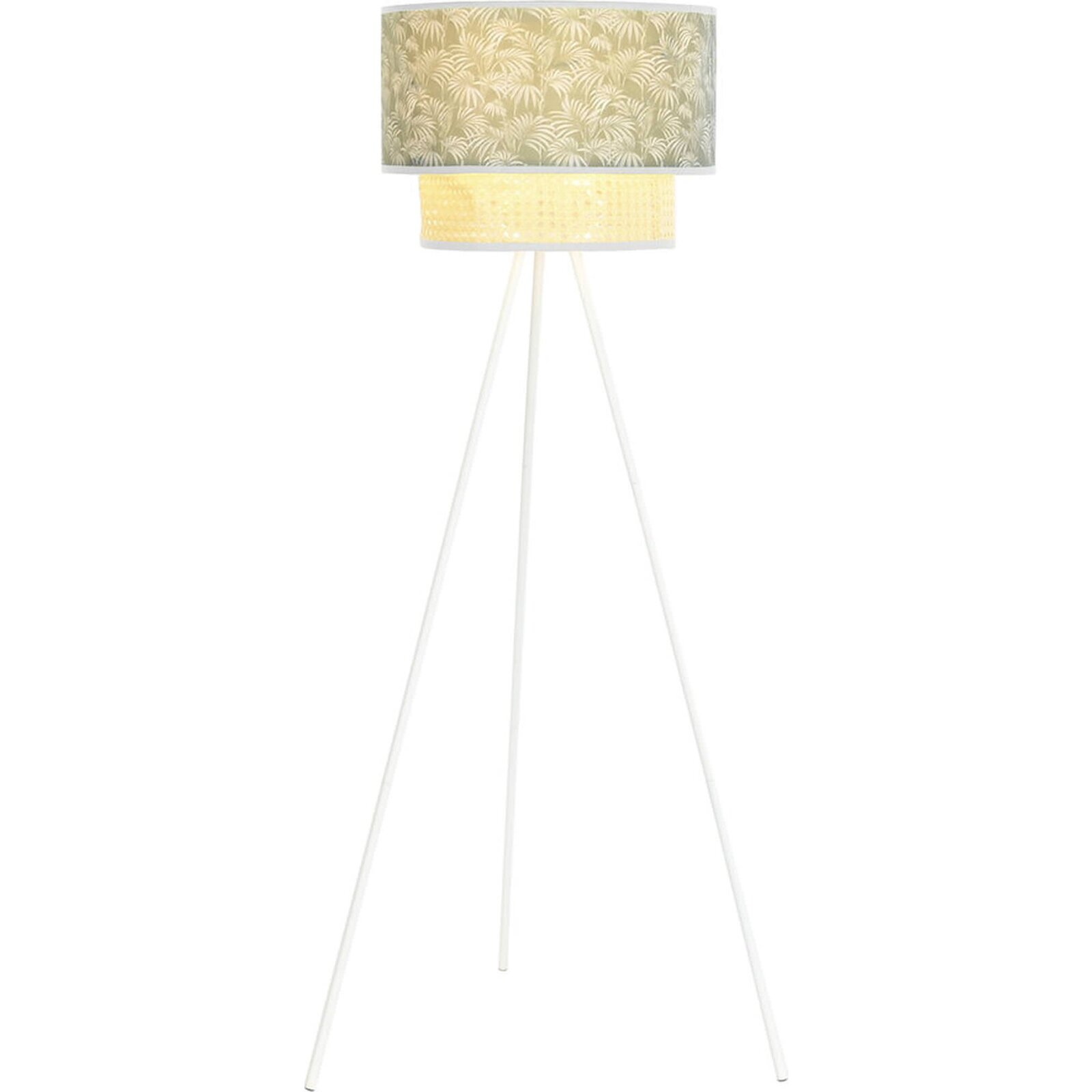 Lampadaire Élégant Motif Palmier Vert Ambiance Nature - Vert Feuille De Palme Sur Fond Blanc