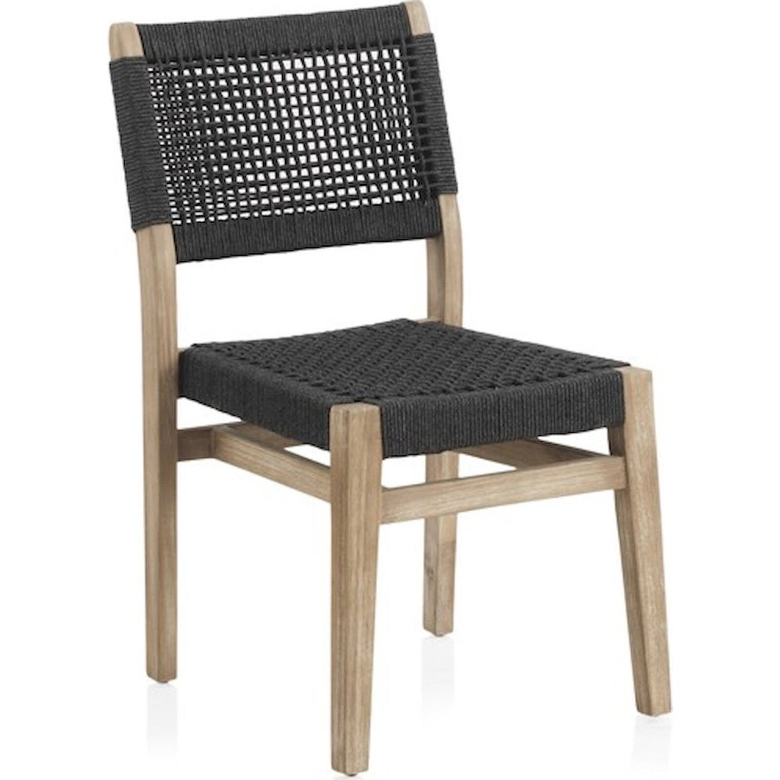 X4 Chaises En Bois D'Acacia Et Corde Tressée Gris Style Naturel - Gris Marengo Et Bois Naturel