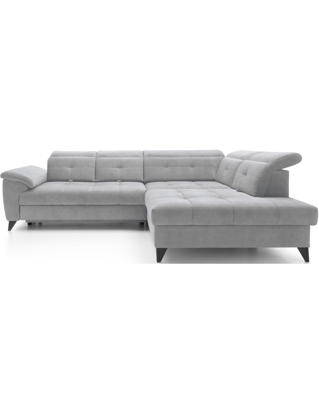 Canapé D'Angle Gris 5 Places Angle Droit Convertible Avec Coffre Inferno