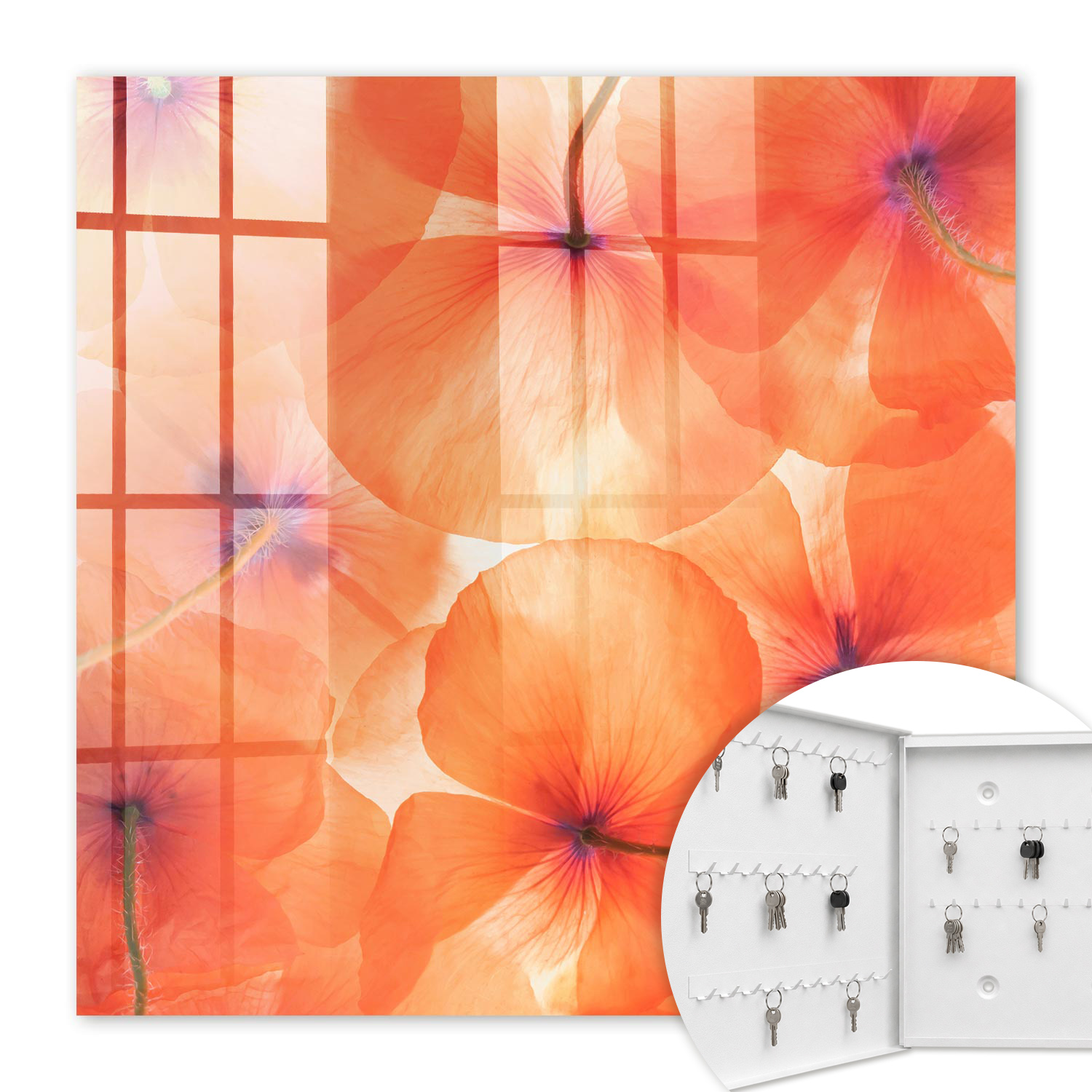 Armoire À Clés - (30 Cm X 30 Cm) - Boîte À Clés Murale - Coffret De Rangement Pour Clés - Couleur Blanche - Ouverture Vers La Gauche - Pour Maison Et Bureau - Extase Florale