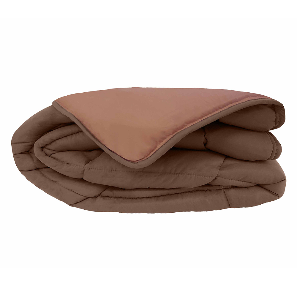 Couette Chaude Microfibre Bicolore 400 Gr/m2 Marron Chocolat 240x260 Cm