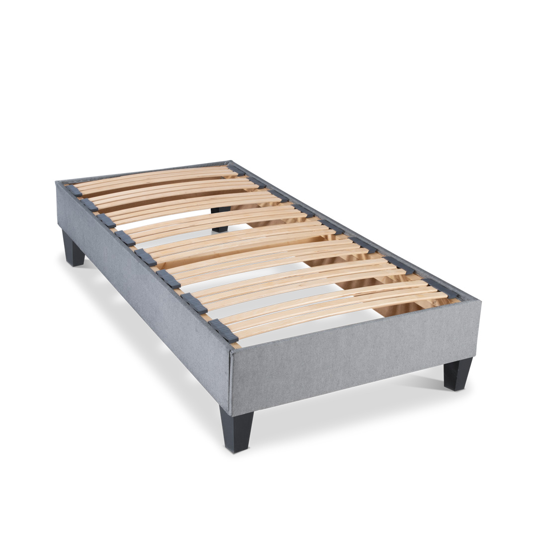 Olympe - Literie Sommier À Lattes En Bois Ergostar 90x190 Cm Coloris Gris Clair Livré En Kit