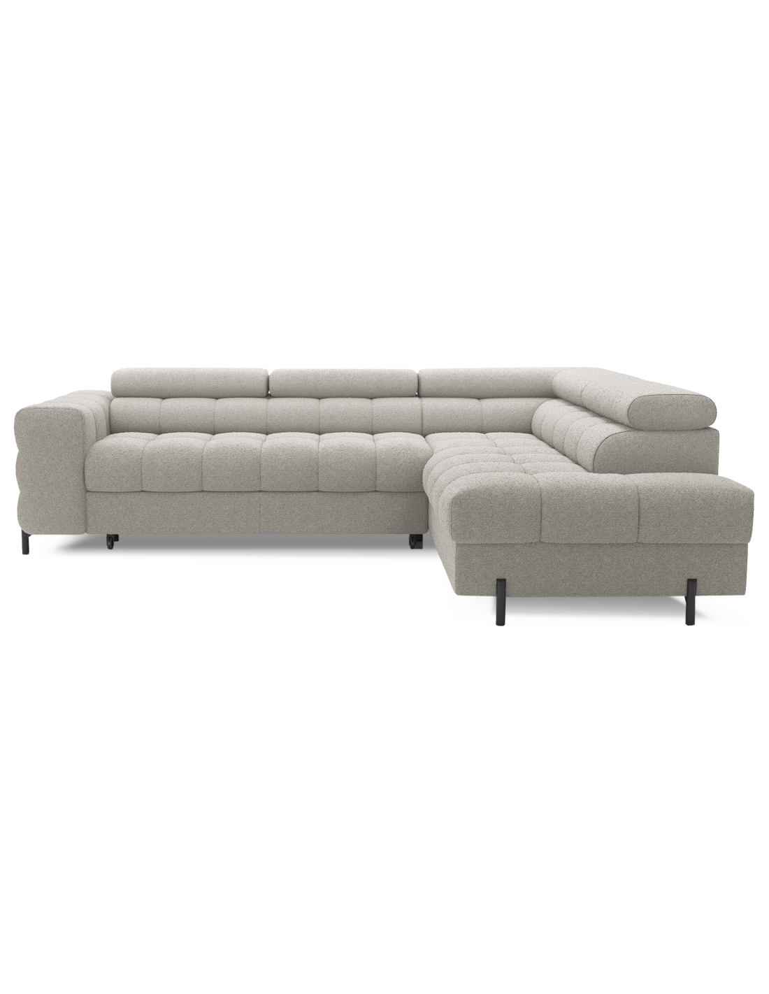 Canapé D'Angle Droit Convertible Beige 5 Places Ferrum Avec Méridienne 276x93x200cm