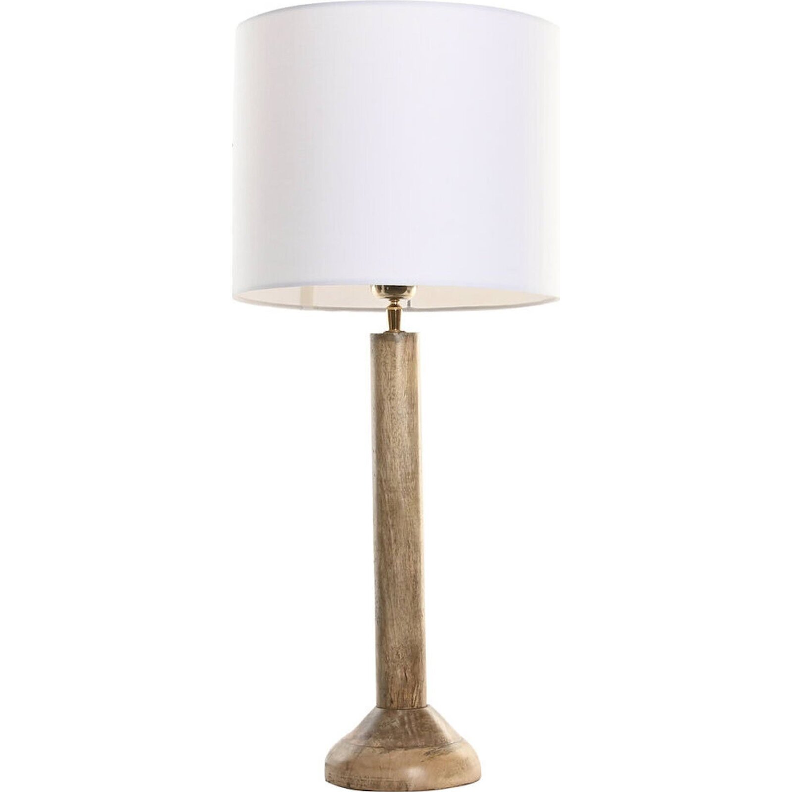 Lampe De Table Style Sixties En Bois De Manguier Et Coton Naturel - Bois Foncé Et Coton Écru