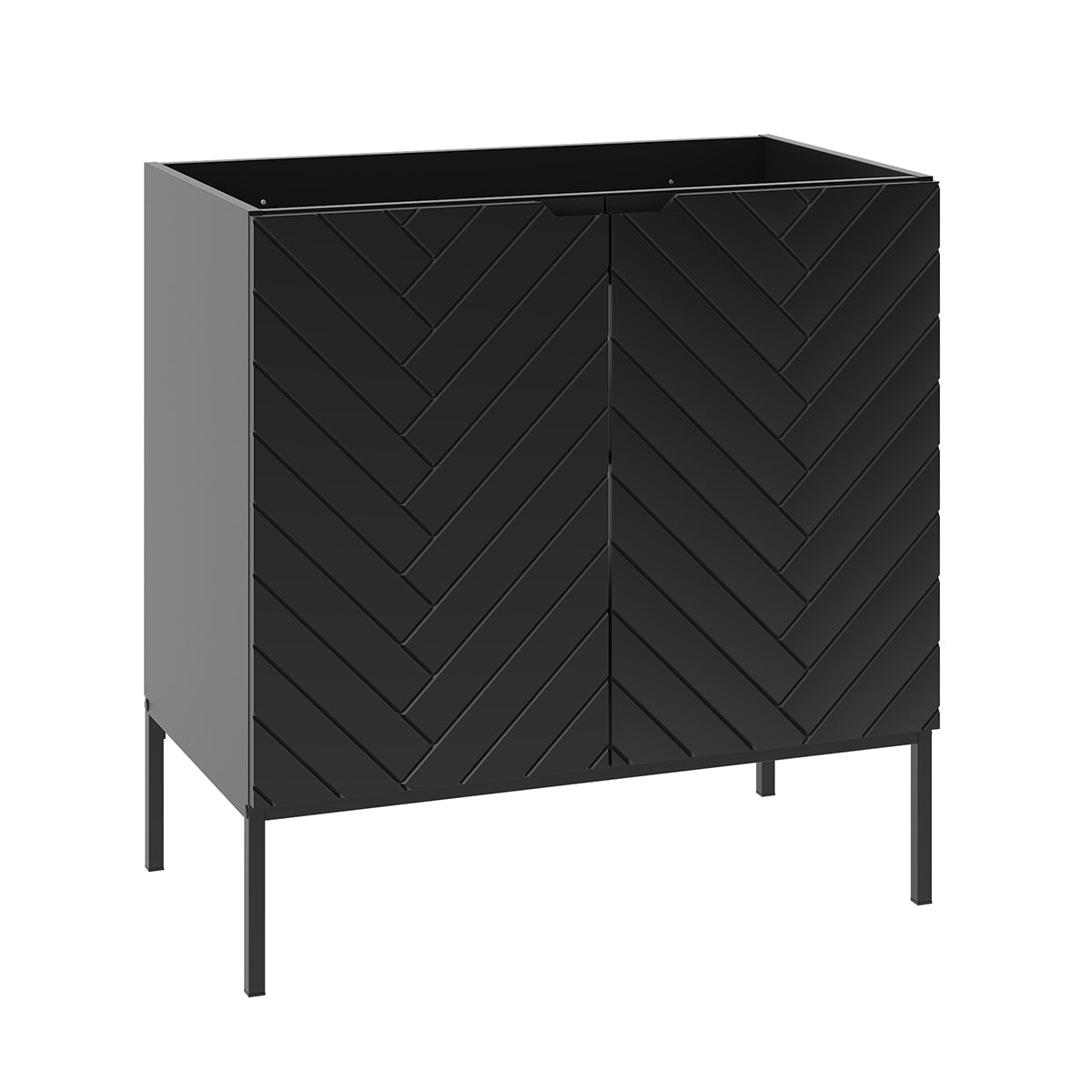 Meuble Sous-vasque 80cm 2 Portes Sur Pieds Daria Noir