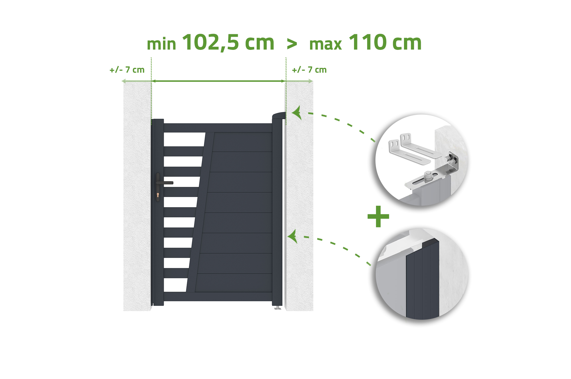 Portillon Ajustable En Largeur 1m Cervina H.140cm Aluminium Gris