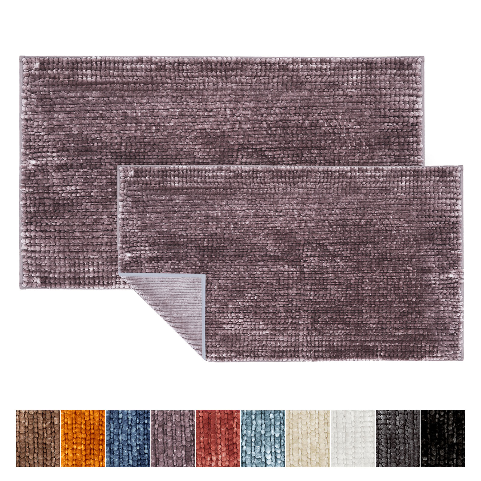 Tapis De Bain Coral Structure Chenille Polyester Violet 50 X 80 Cm
